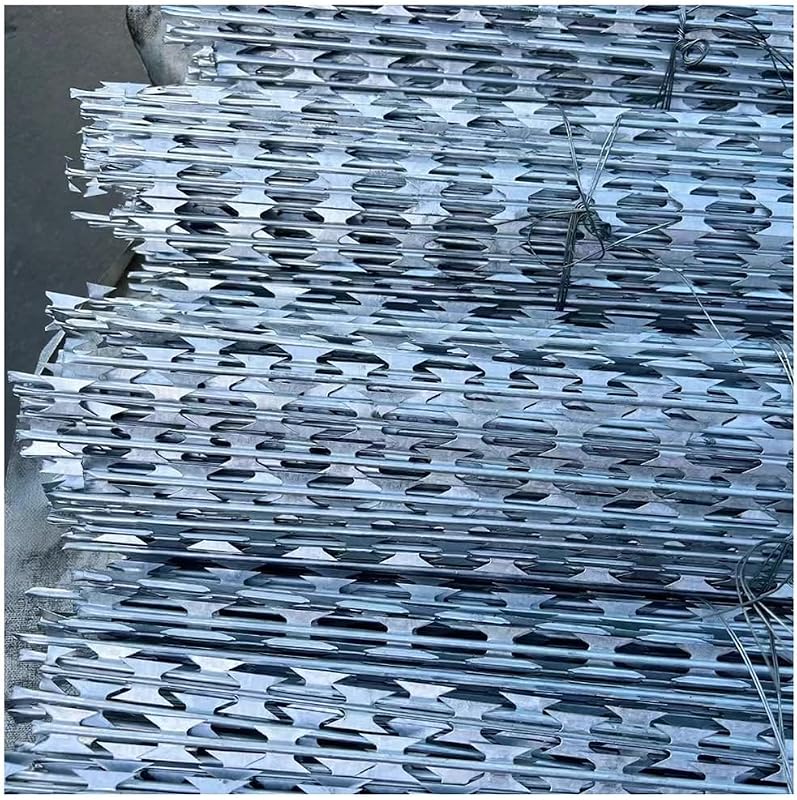 Cercado de alambre de afeitar de acero galvanizado - 20 piezas de alambre de púas recto de 1,5 m (4,92 pies) para seguridad de jardín, patio trasero y granja - Protección exterior duradera y eficaz