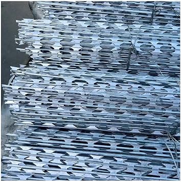 Straight Razor Barbed Wire, Galvanized Steel Razor Ribbon Barbed Wire, Razor Fence for Garden, Backyard Farm Outside Razor Wires FenceSilver-10pcs,2m/6.56ft