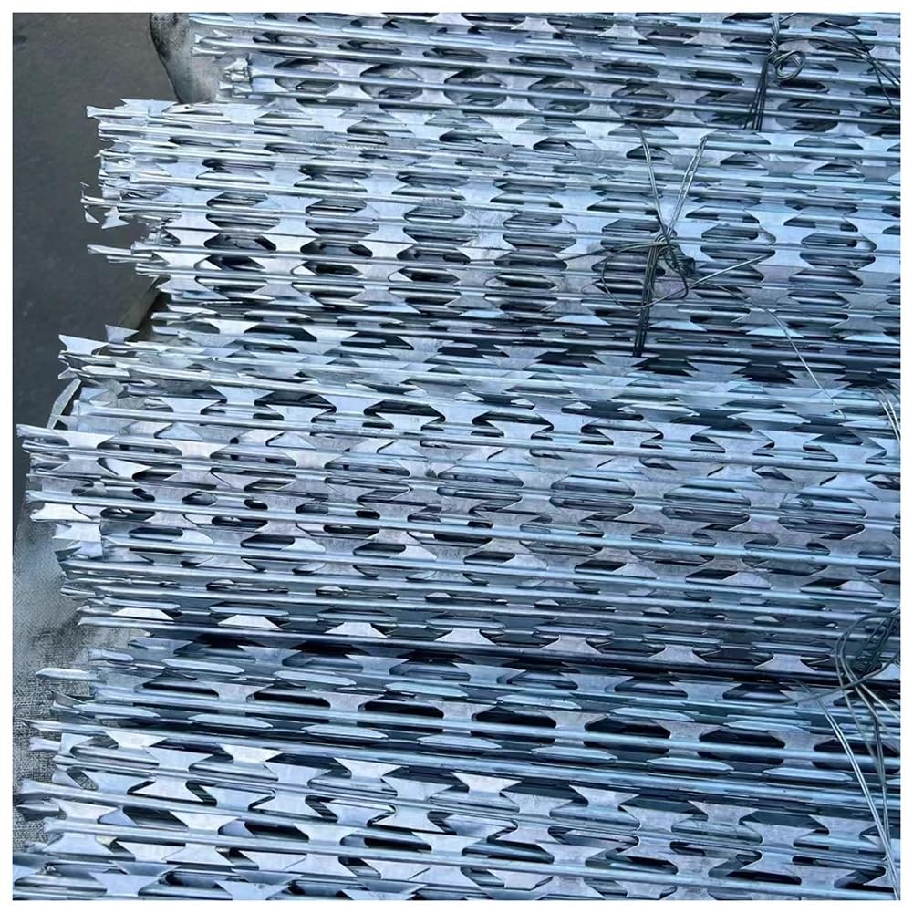10 Piezas de Alambre de púas de Concertina, Alambre de Acero galvanizado Resistente a la Intemperie, Alta Seguridad para Patio Trasero, Granja y jardín, 1 m/3,28 pies de Longitud, Acabado pl