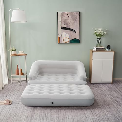 Miniatura 2 de Sofá cama inflable de aire flocado, sofá inflable para camping, gris