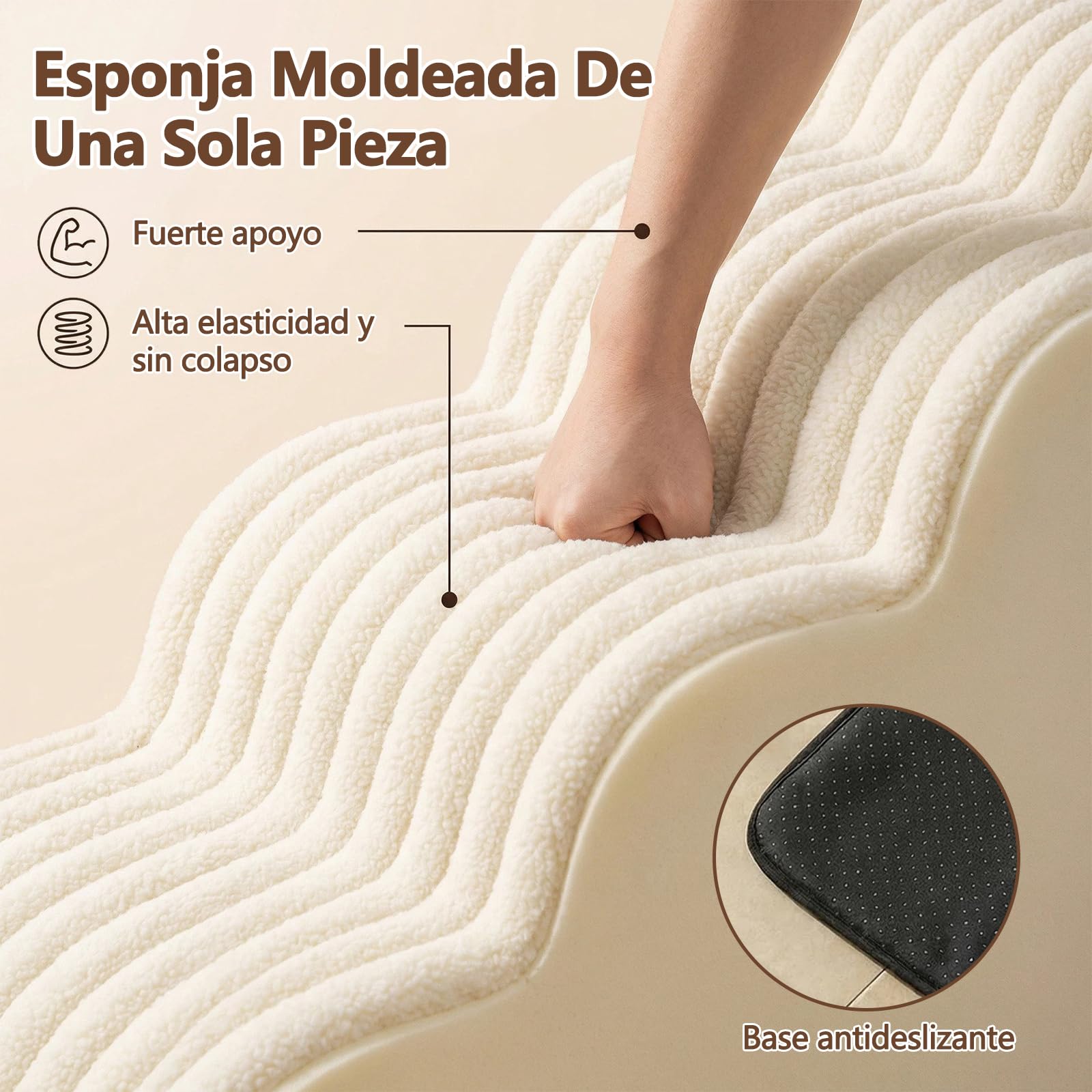 Galatée Escalera para Mascotas, Fabricada En Terciopelo y Esponja Resistente, con Base Antideslizante y Funda Lavable y Extraíble. Apta para Gatos y Perros(Escalera Blanca de Tres peldaños)