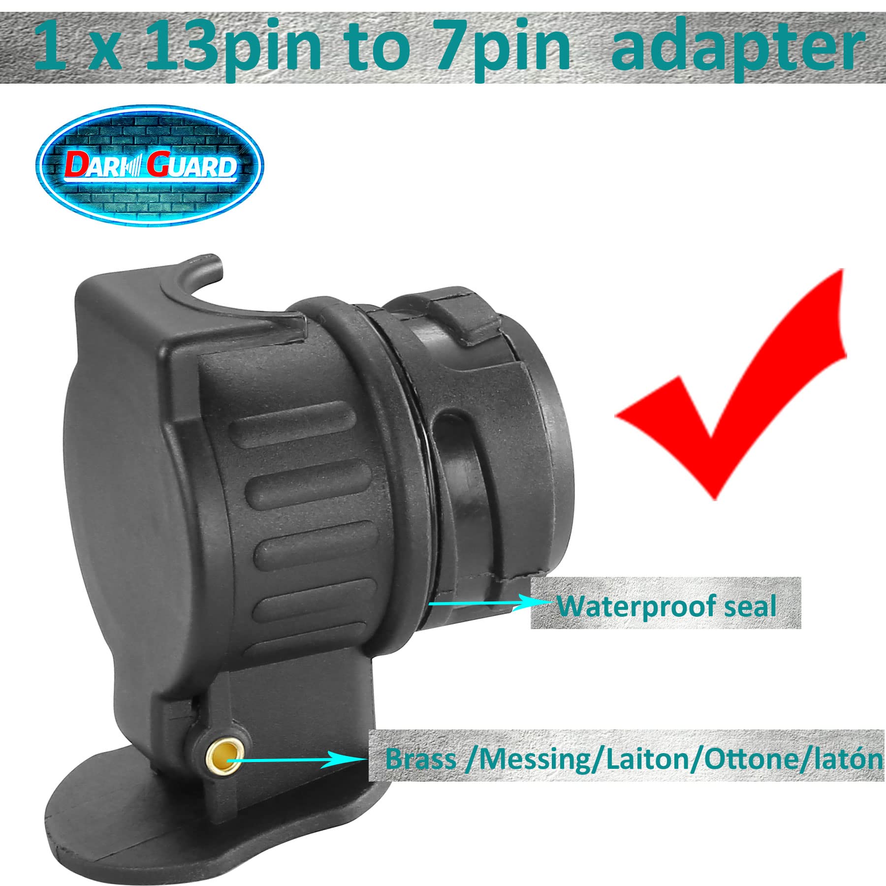Adattatore Spina 13 poli a presa 7 poli 12v per Roulotte,Presa e Spina impermeabile per Rimorchio