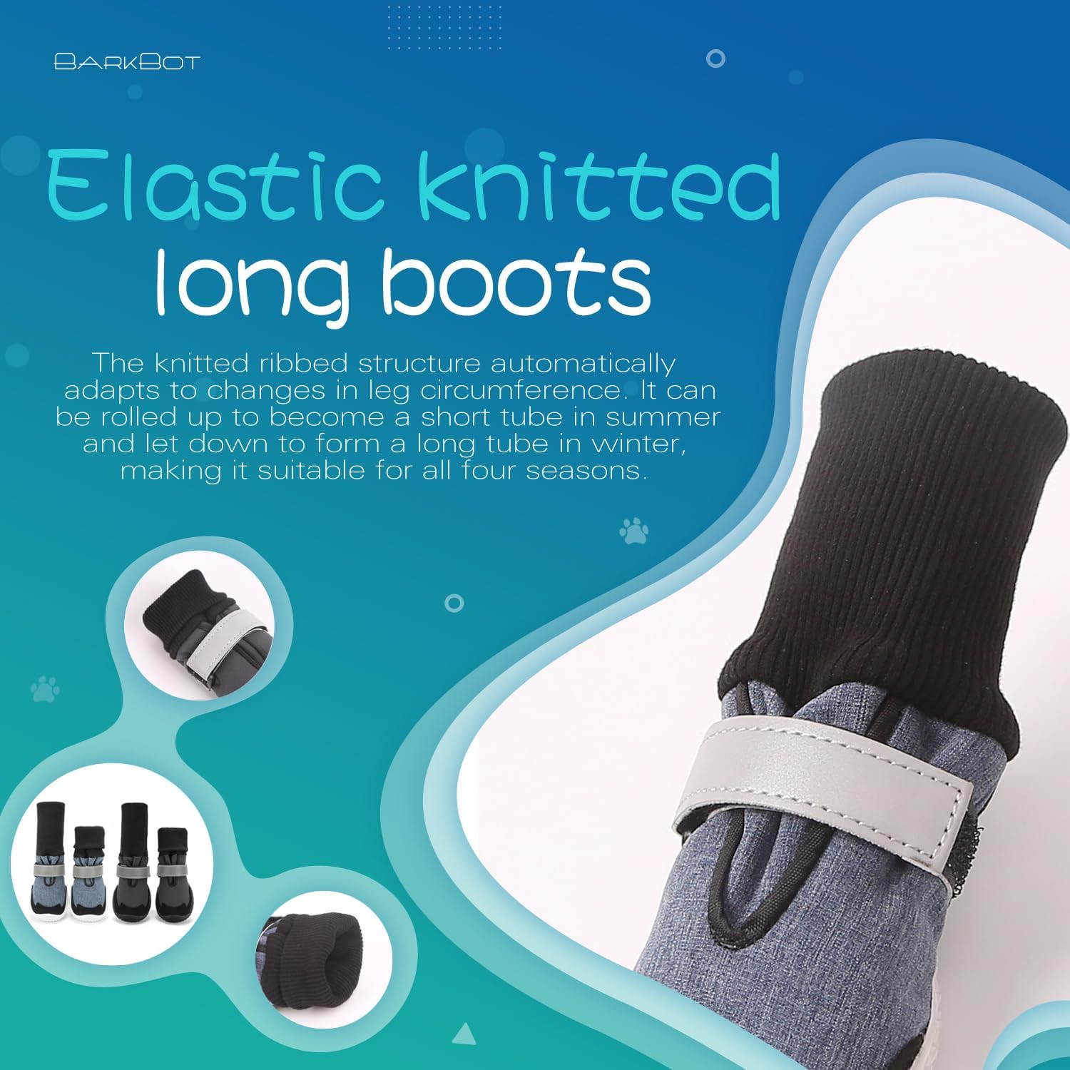 Dog Shoes for Large Dogs, Medium Dog Boots & Paw Protectors for Winter Snowy Day, Summer Hot Pavement, Outdoor Walking, Indoor Hardfloors Long Boots (Dark Gray, Size 4:Width 2.16")