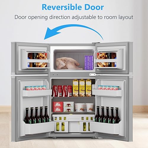 Miniatura 11 de Joy Pebble Refrigerador pequeño de 3.1 pies cúbicos con congelador, refrigerador compacto con congelador, mini refrigerador para dormitorio,