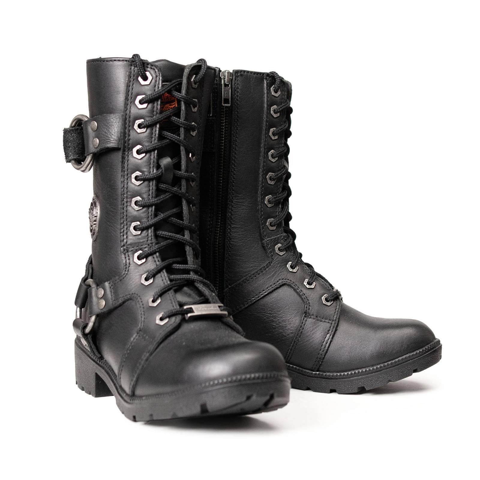 Milwaukee Leather Women's Premium Leather Motorcycle Riding Boots - Lace-To-Toe Harness - Zipper Closure - MBL9391-5