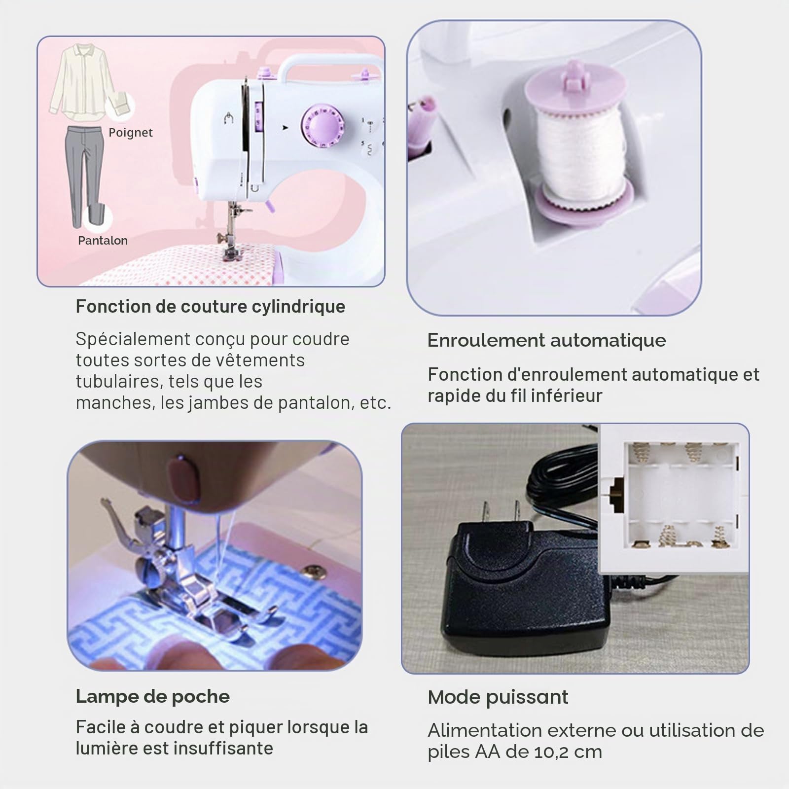 Machine à coudre électrique à 12 points pour débutants, mini machine à coudre électrique avec 1 plaque d'extension, 11 pieds de biche et 97 outils de couture