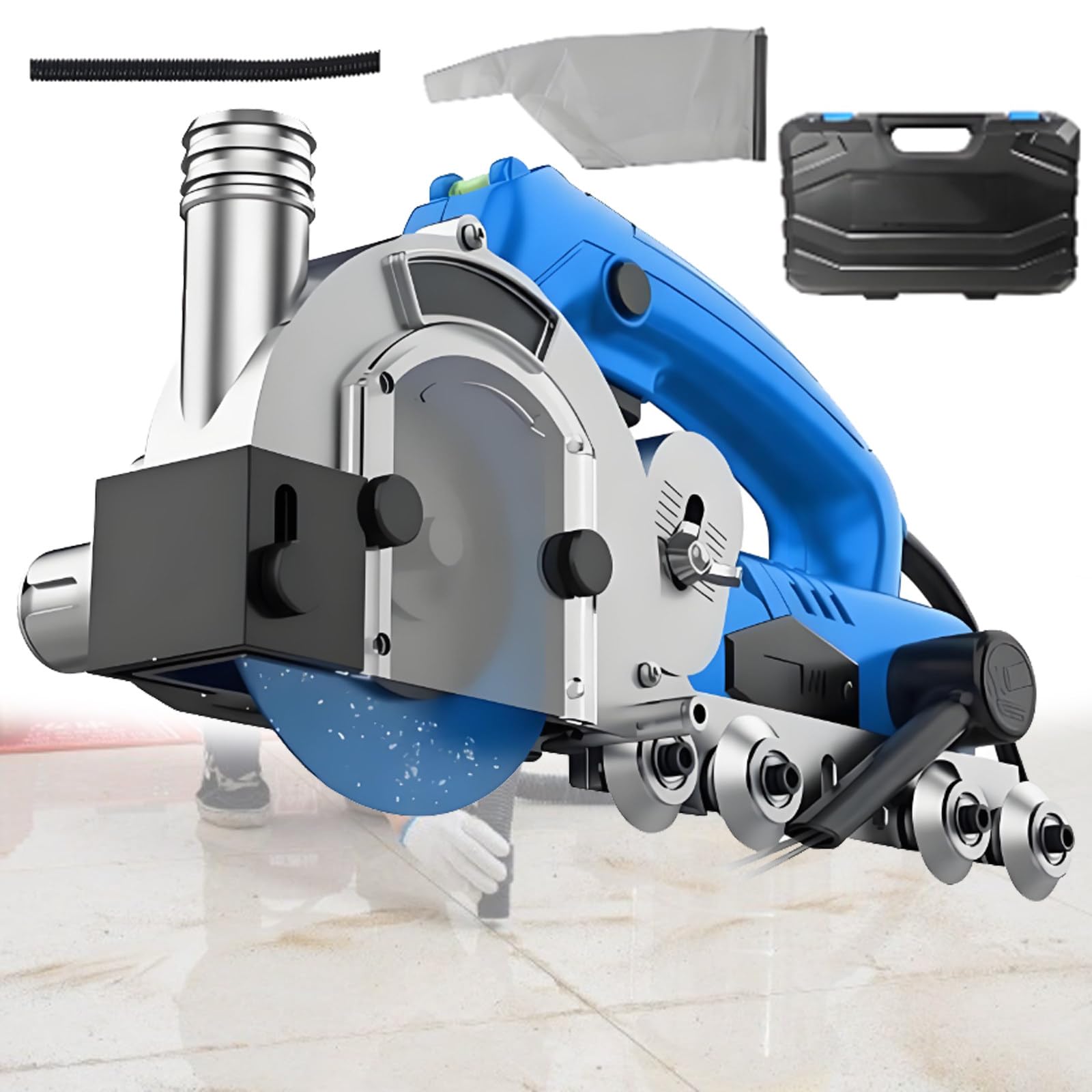 Quixnova 1200W Electric Tile Grout Cleaning Machine, 1200W Floor DIY Regrouting Tool 9000 RPM Tile Grout Cutter Cleaner with Adjustable Cutting Depth and Dust Bag D