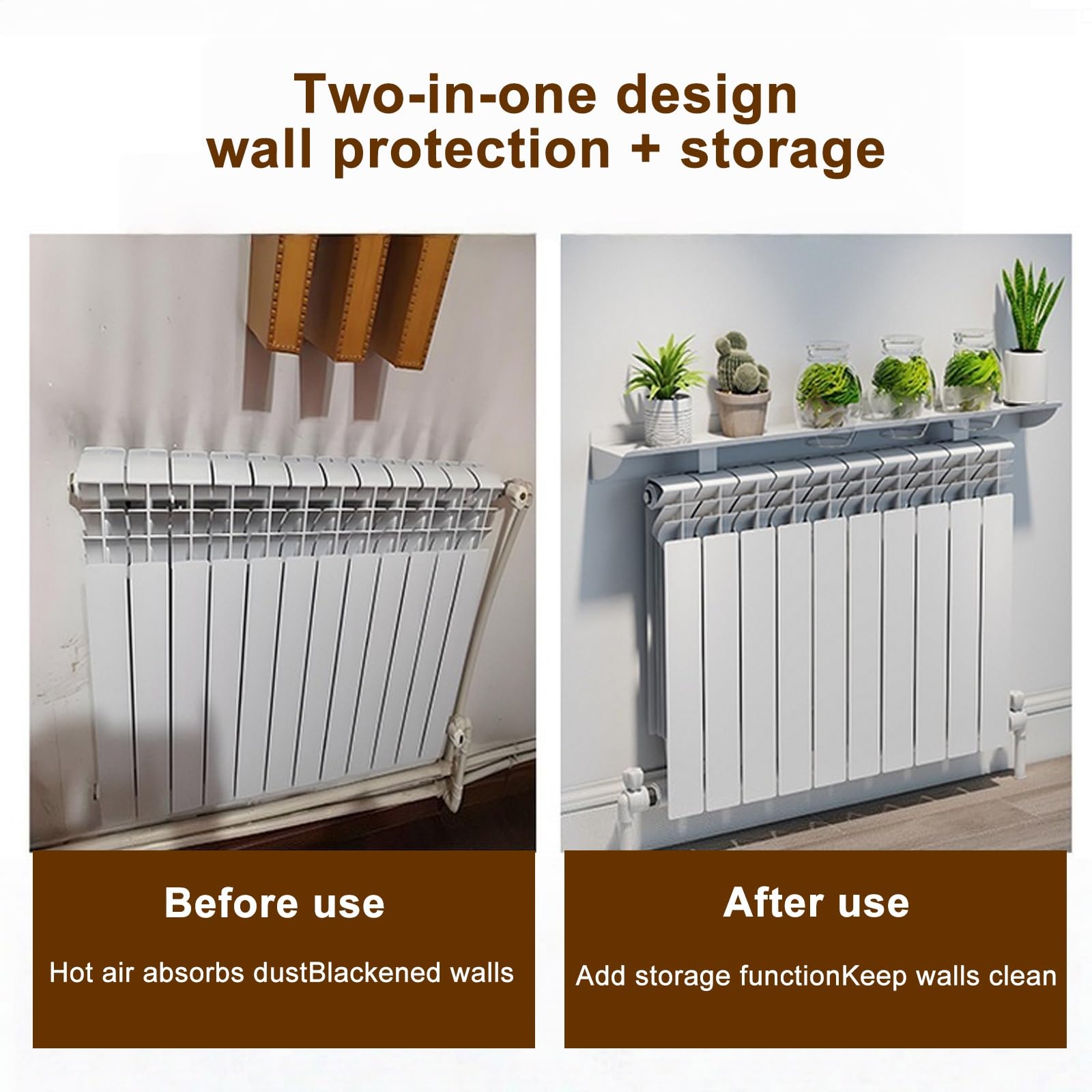 Soporte Radiador Pared, Estante Flotante, Mueble Radiador, Aleación de Aluminio, es Desmontable y Adecuado para Salas de Estar, Cocinas, Baños, Oficinas y Otros Lugares(170cm/67in)