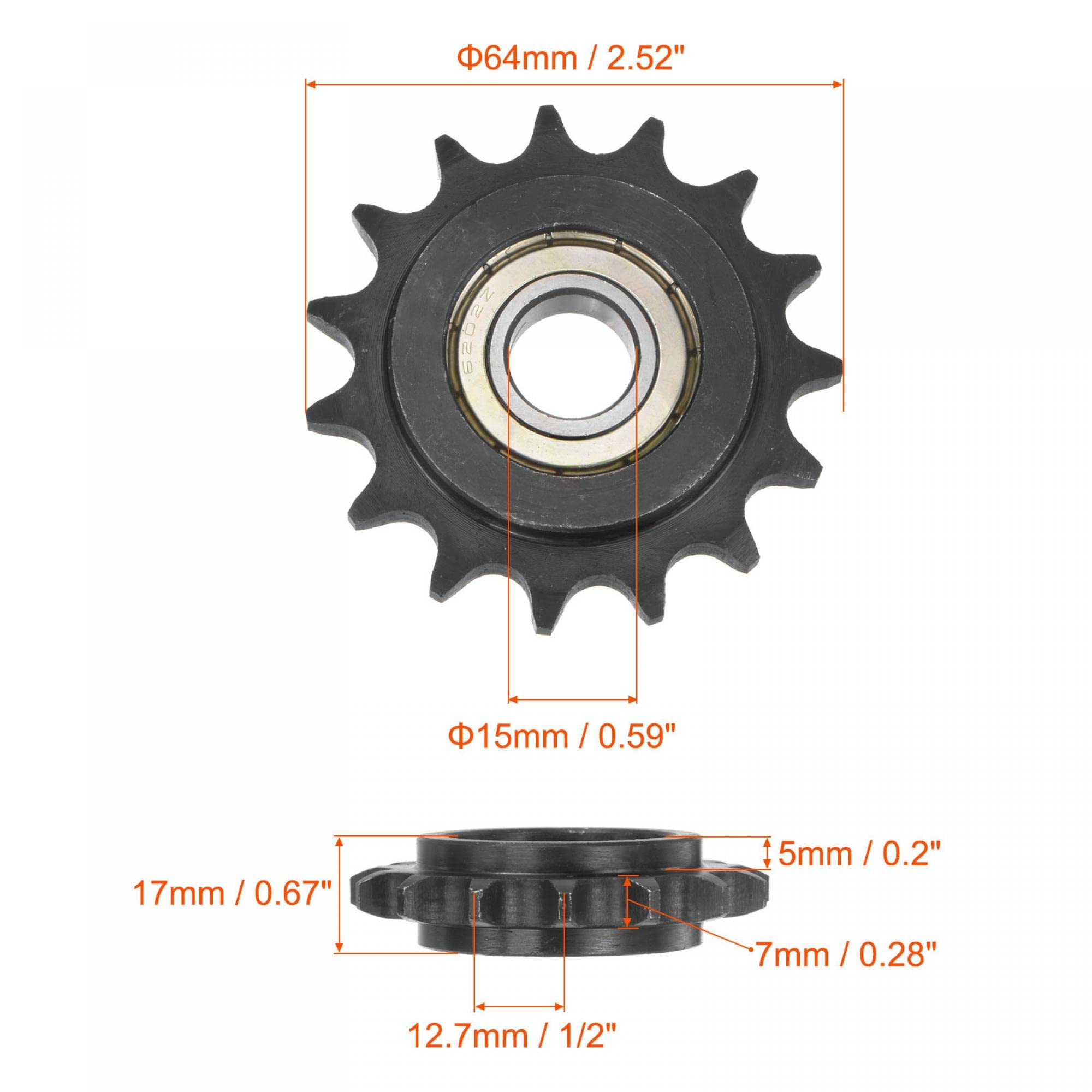 uxcell #40 Chain Idler Sprocket, 15mm Bore 1/2