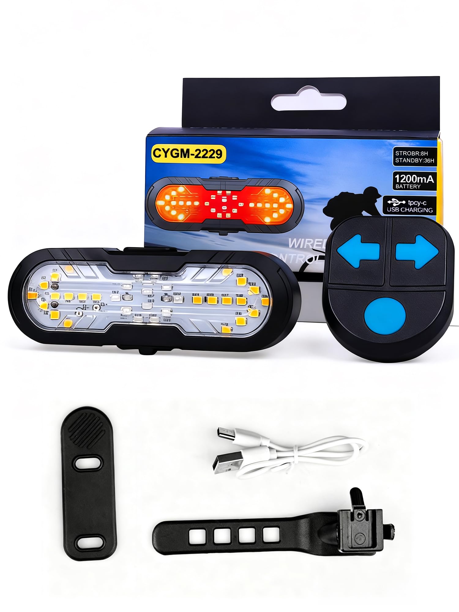 Clignotant de Vélo avec Télécommande,Résistant à l'eau Feu Arrière de Vélo avec Klaxon Bell 70dB,6 Modes D'éclairage Rechargeable par USB,Accessoires Vélo VTT pour Cyclisme