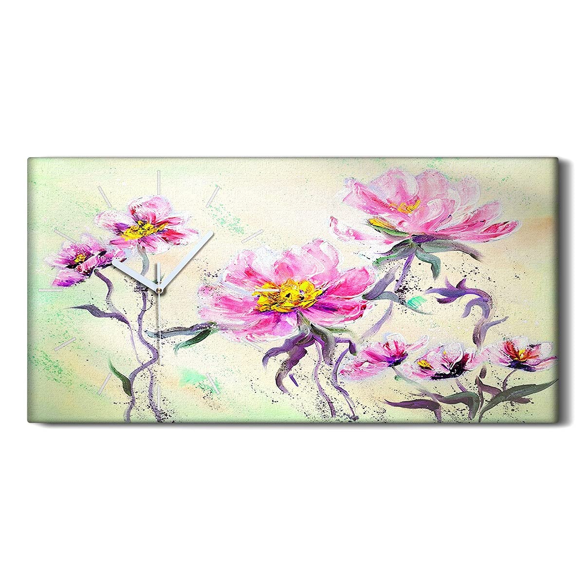 Horloge sur Toile Fleurs Abstraites pour un Esprit Art Moderne Salon Chaleureux