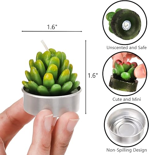 Miniatura 2 de Lawei Paquete de 18 velas de cactus, delicadas velas de plantas suculentas hechas a mano, perfectas para decoración del hogar, velas, festivales,