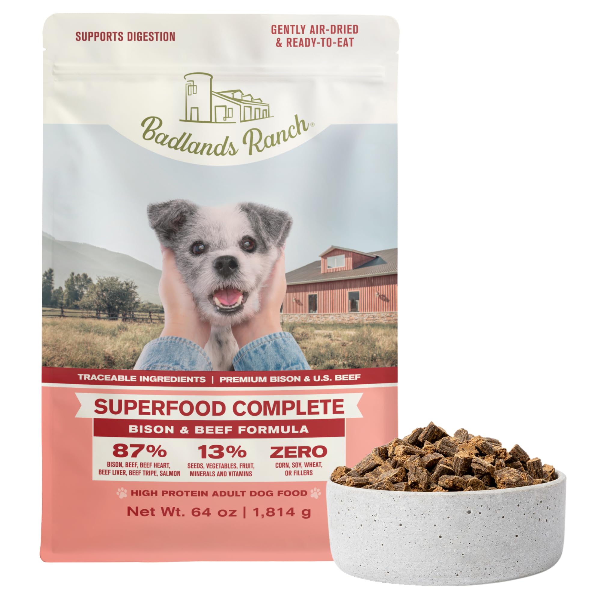 BADLANDS RANCH by Katherine Heigl – Superfood Complete Air-Dried Beef & Bison Dog Food – High Protein with Superfoods for Daily Wellness & Consistent