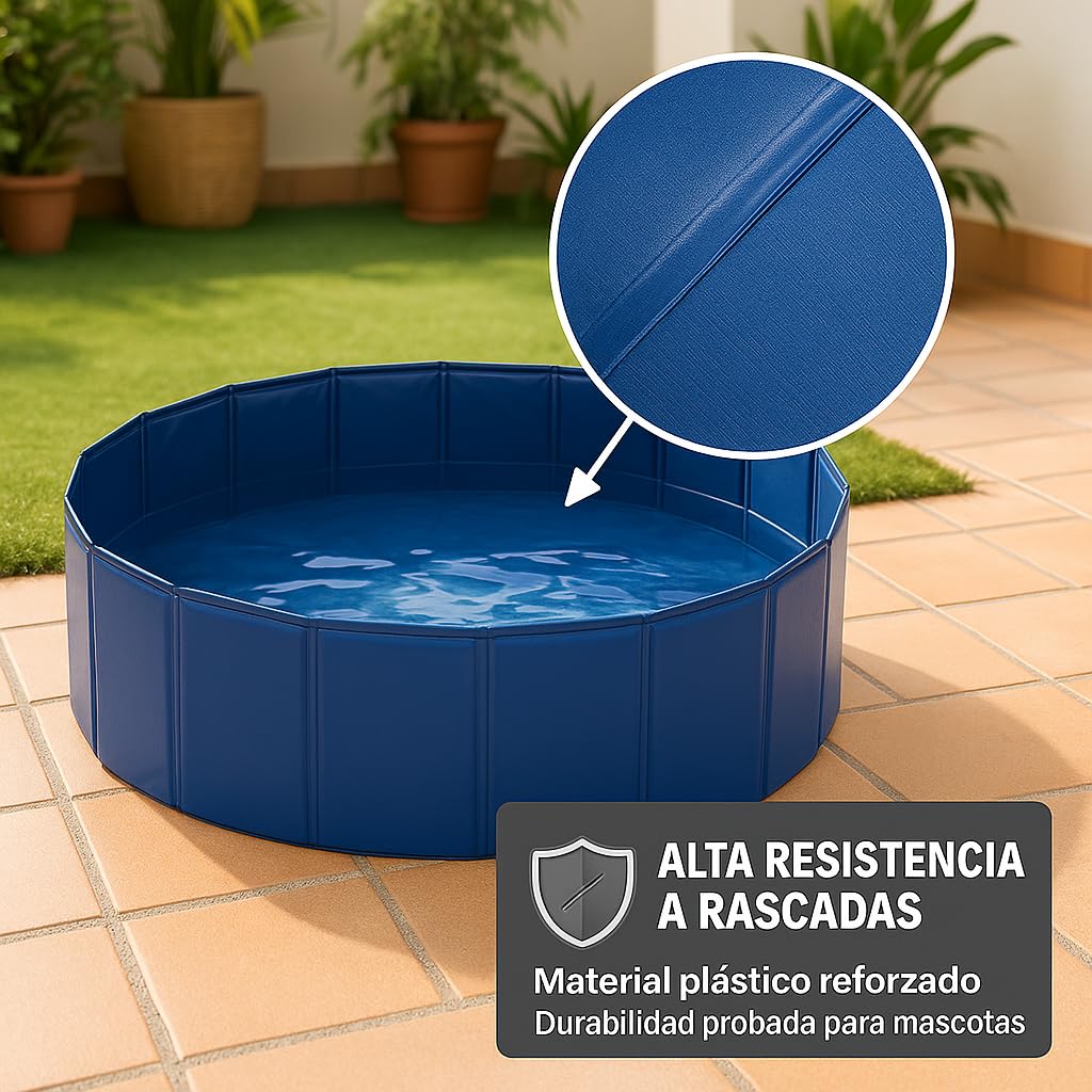 Piscina para Perros Grandes y Pequeños 80x20cm - Desmontable Rígida con Baño para Mascotas - Refrescar en el Verano