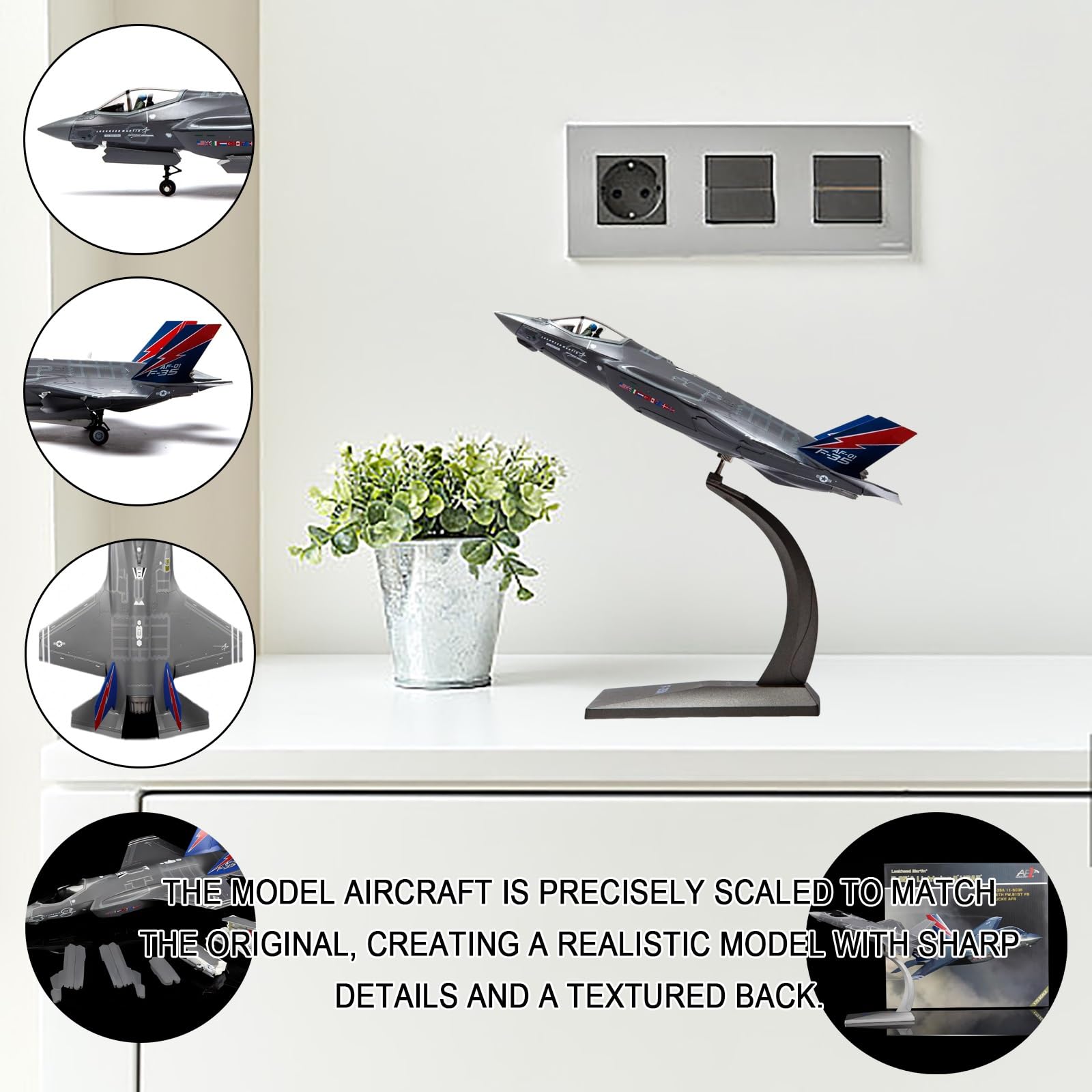 F-35A Lightning II 1:72 Alloy F-35 Fighter Jet Model Bezklejowy Samolot Wstępnie Zmontowany Samolot Kolekcjonerski Samolot Bazujący na Nośniku Symulacji z Podstawką Prezent Wojskowy
