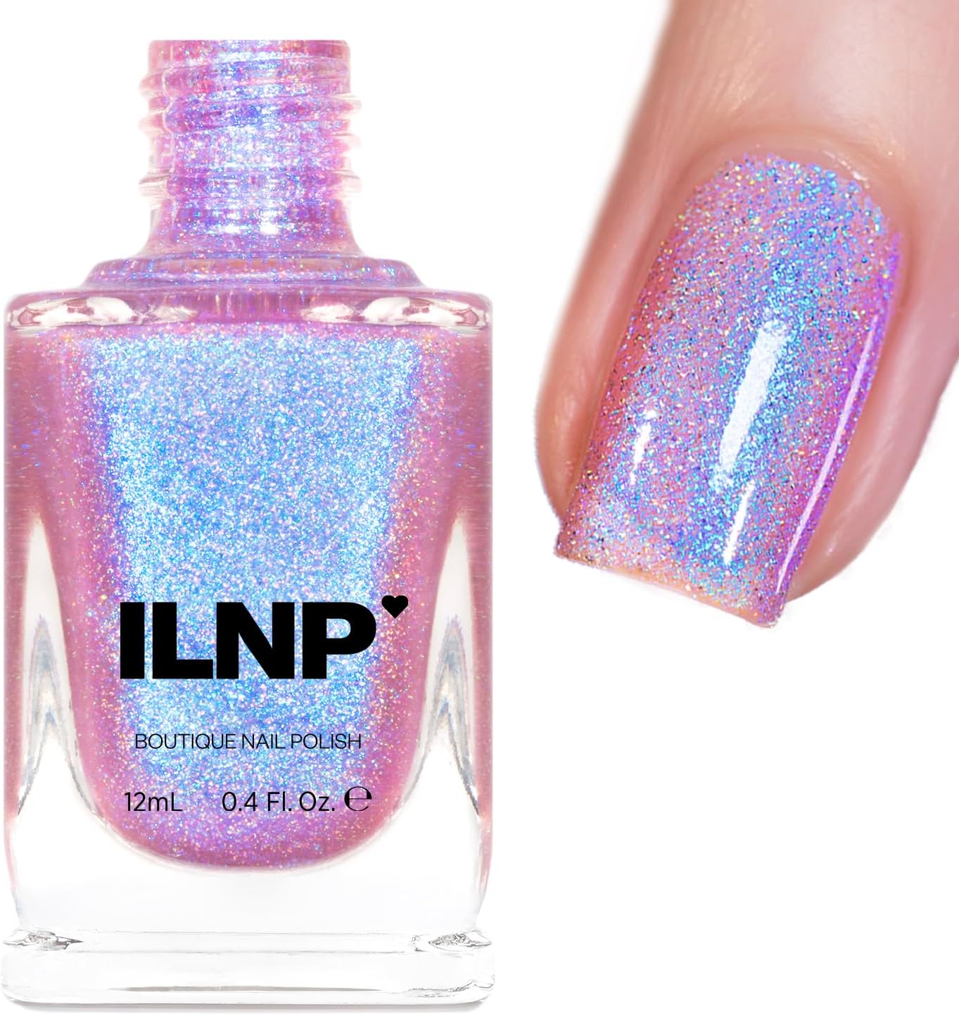 ILNP Flower Child - Pink Holographic Nail Polish, Blue Shimmer Jelly, Sparkly Iridescent Glitter, Quick Dry Non Toxic Vegan Polish