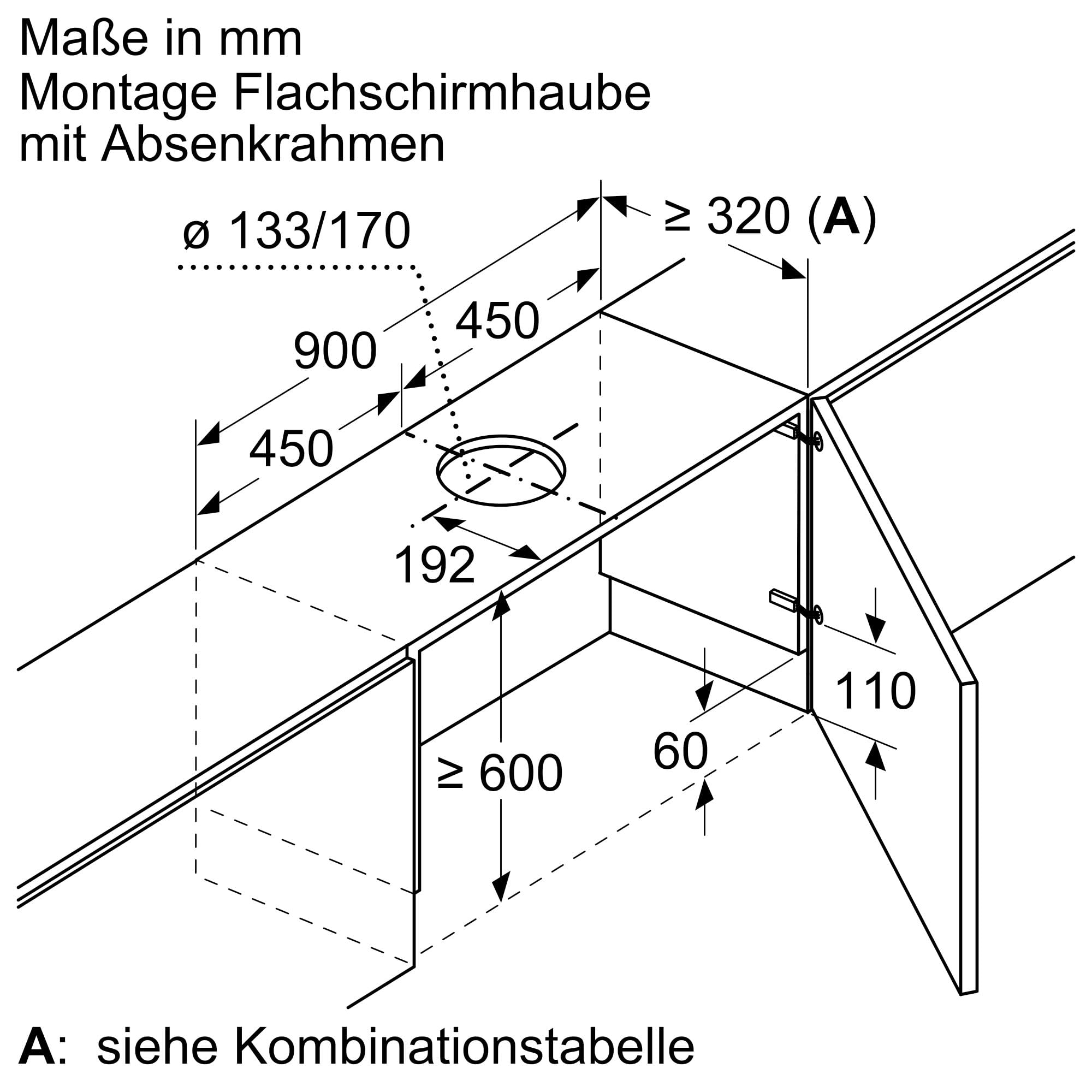 NEFF Z54TL90X1, Zubehör für Dunstabzüge, Absenkrahmen, 83 cm, kombinierbar mit Flachschirmhauben, Made in Germany
