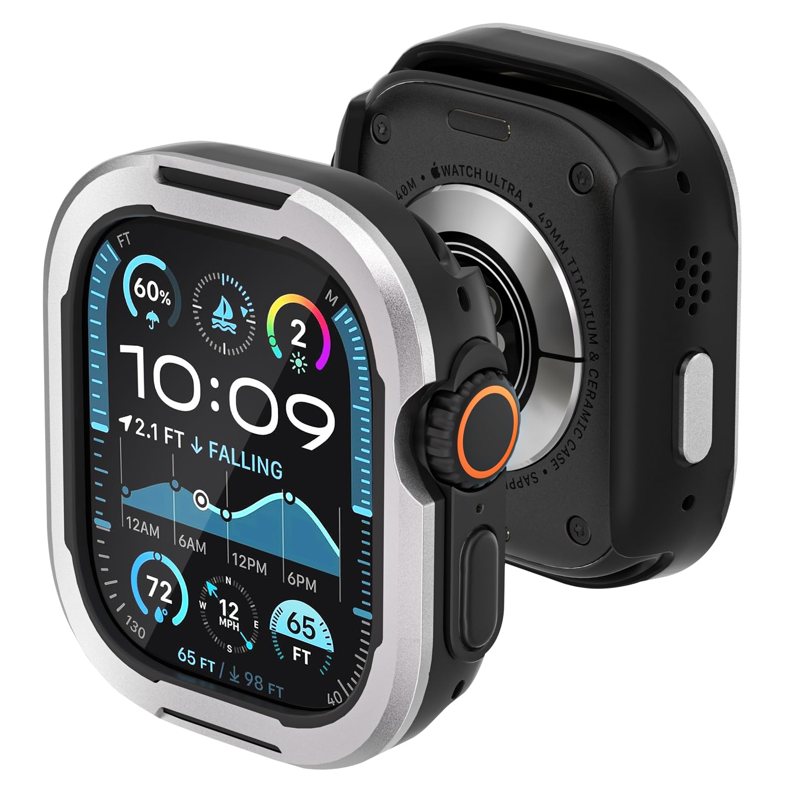 SDOCEBF Metal Rugged Case Compatible with Apple Watch Ultra 2/Ultra Case 49mm, Aluminum Shockproof Protective Bumper Cover Rugged Bumper Thin Frame for for iWatch Accessories