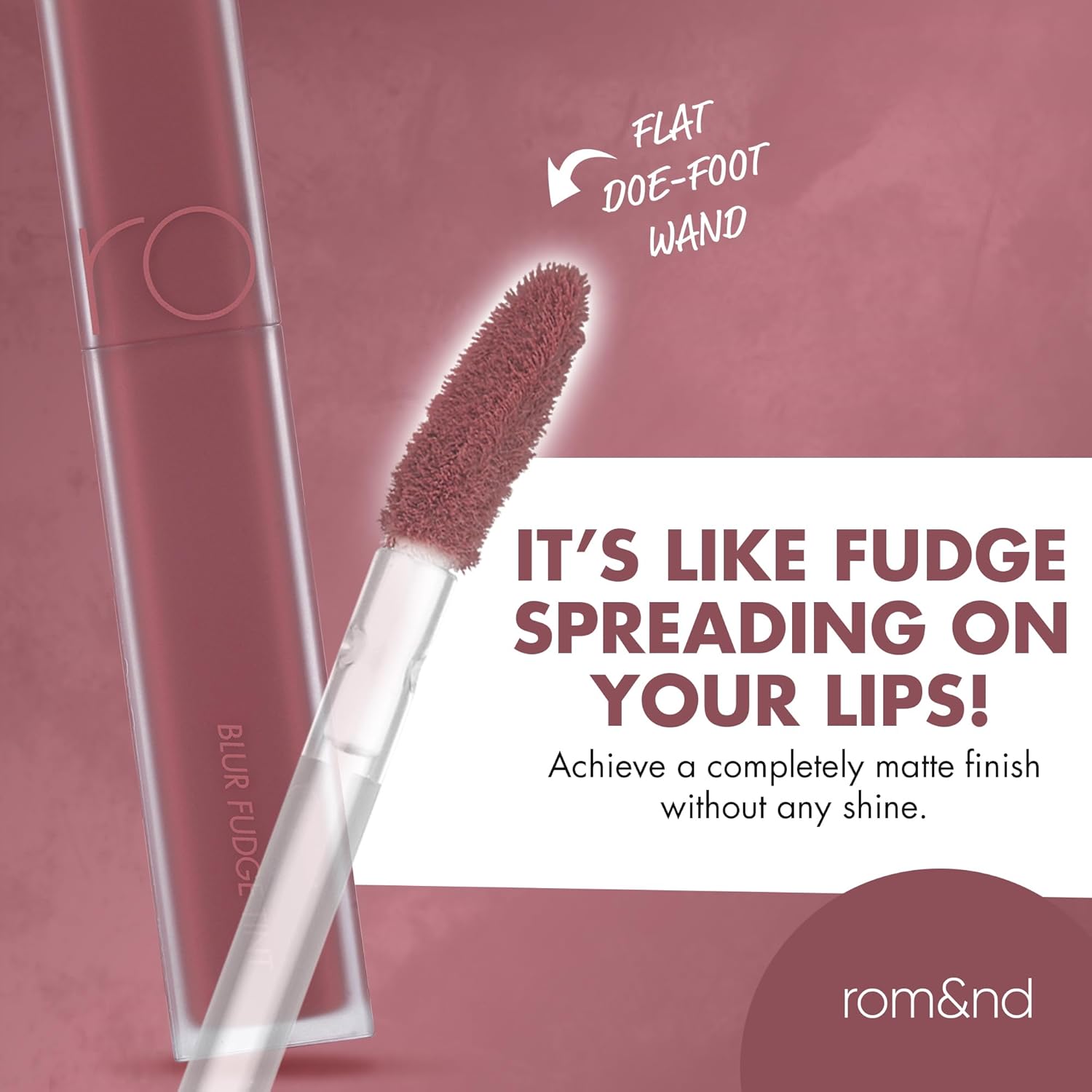 rom&nd Blur Fudge Lip Tint #02 Rosiental | Muted Rosy MLBB Velvet Matte Liquid Lipstick | Soft Blurring K-Beauty Formula, Long-Lasting & Non-Drying - Image 6