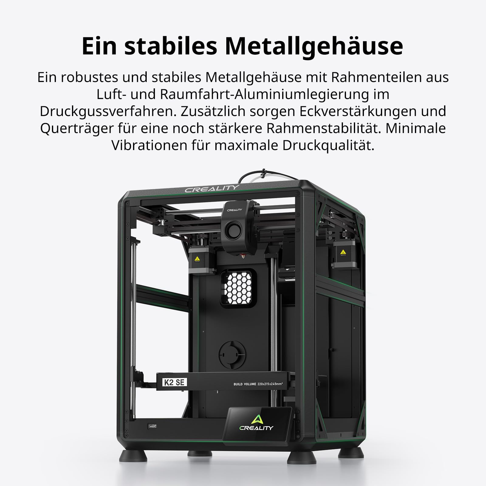 Creality K2 SE 3D-Drucker 2026, bis zu 500 mm/s Hochgeschwindigkeitsdruck, Direktextruder, Auto-Nivellierung, Vibrationskontrolle, 220 × 215 × 245 mm Bauraum