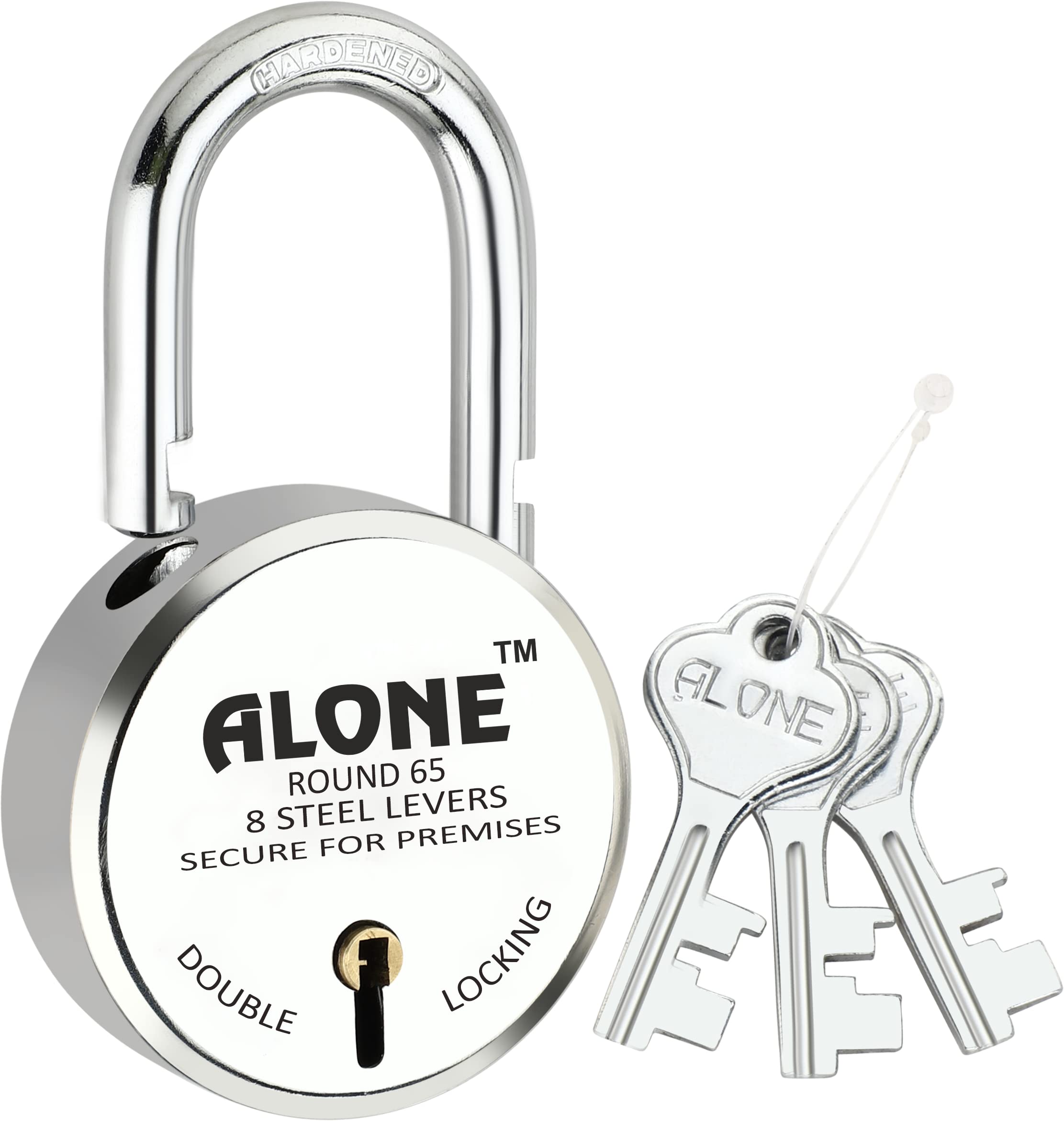 Alone Padlocks Small Size 50mm 6 Keys Lock | Hard Shackle Double Locking | Lock and Keys for Home Door Gate Shop Shutter Office, Chrome Finish Rust Resistance | Made in India (Pack of 01) — Amazon image 24