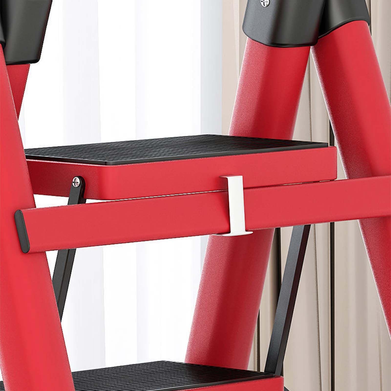 YSUEFIJO Escalera Plegable de 4/5/6 Peldaños con Barandilla, Escalera Multifuncional de Aluminio, Escalera Plegable con Superfice Antideslizante, Soporta hasta 150 kg, para Hogar, Cocina, Oficina