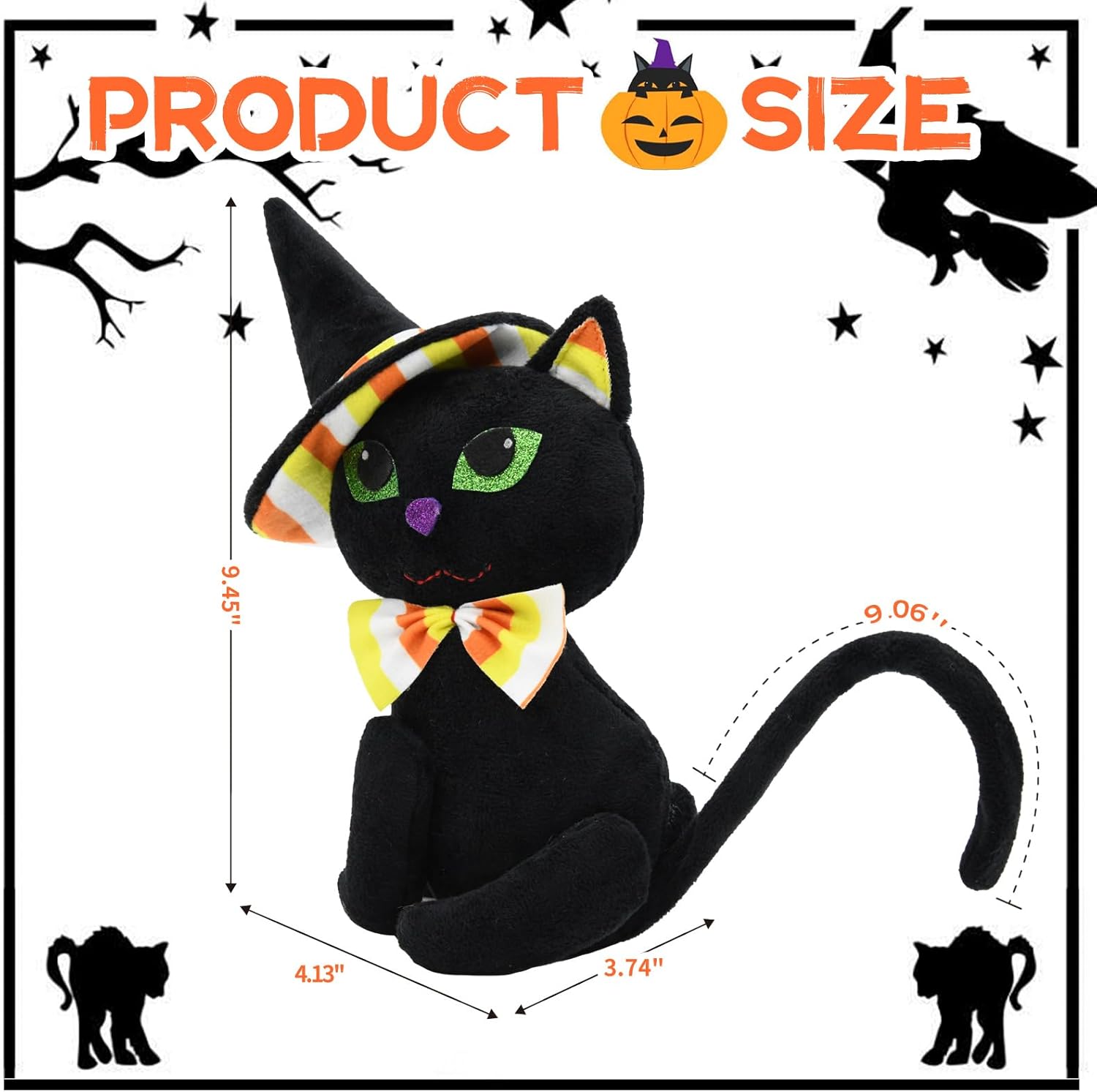 nuvagiki 1パック ハロウィン 黒猫ノーム装飾 - 不気味なかわいい卓上ノーム、ゴシック猫デコレーション ハロウィン用、魔女