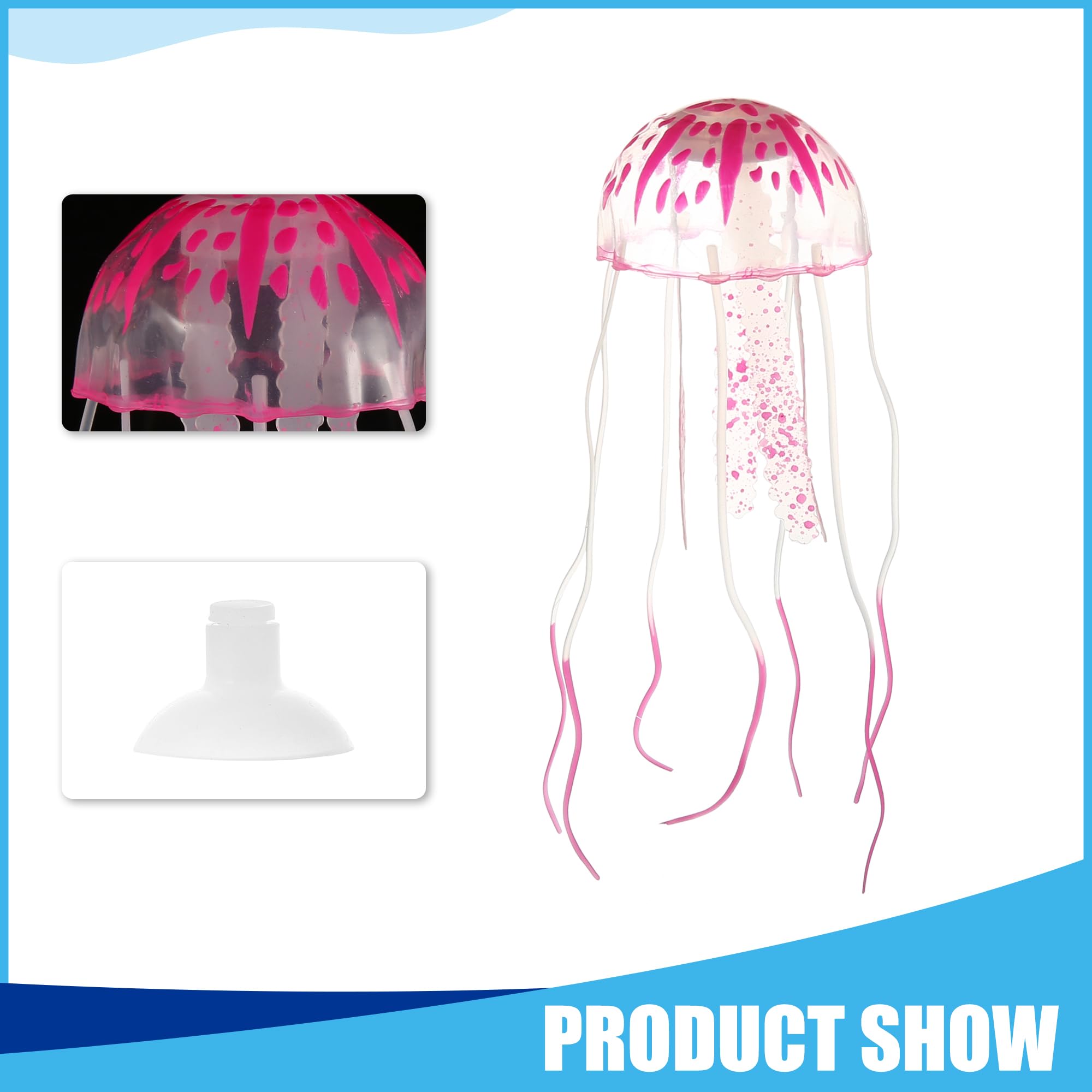 CAPASTEC Fish Tank Jellyfish Decoration, Silicone Fluorescent Jellyfish Glow Ornaments for Aquarium 2.3x5.9 Inch (Pink) - Image 2