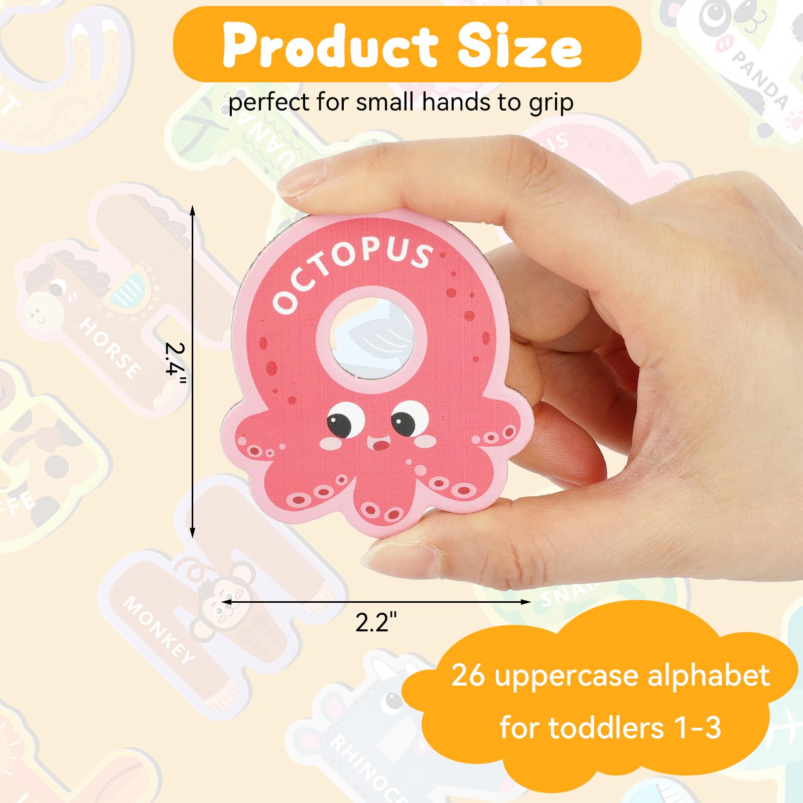 Magnetic Letters, 26 Animal Alphabet Magnets, Fun Preschool Learning Toy, Large Fridge Magnets for Spelling Games, Ideal Educational Gift for Toddlers (Uppercase Letter)