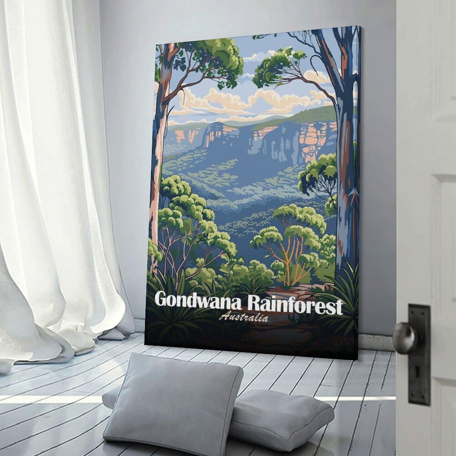 Junmoney Home Decor Wall Art Gondwana Rainforest Australia Landscape Art, 20x30inch(50x75cm), for New Homes, Bedrooms Or Workspaces, Decorative Present for New Homes