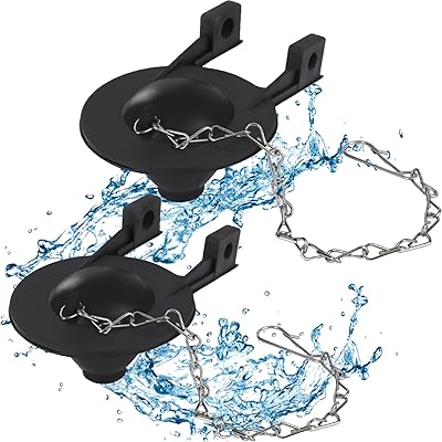 2 Pack 2-Inch Toilet Flapper Replacement Kit, Universal Flush Valve Flapper Fits Kohler, Toto &amp; American Standard, Water-Saving Rubber with Stainless Steel Chain &amp; Hook, Easy to Install (Black)