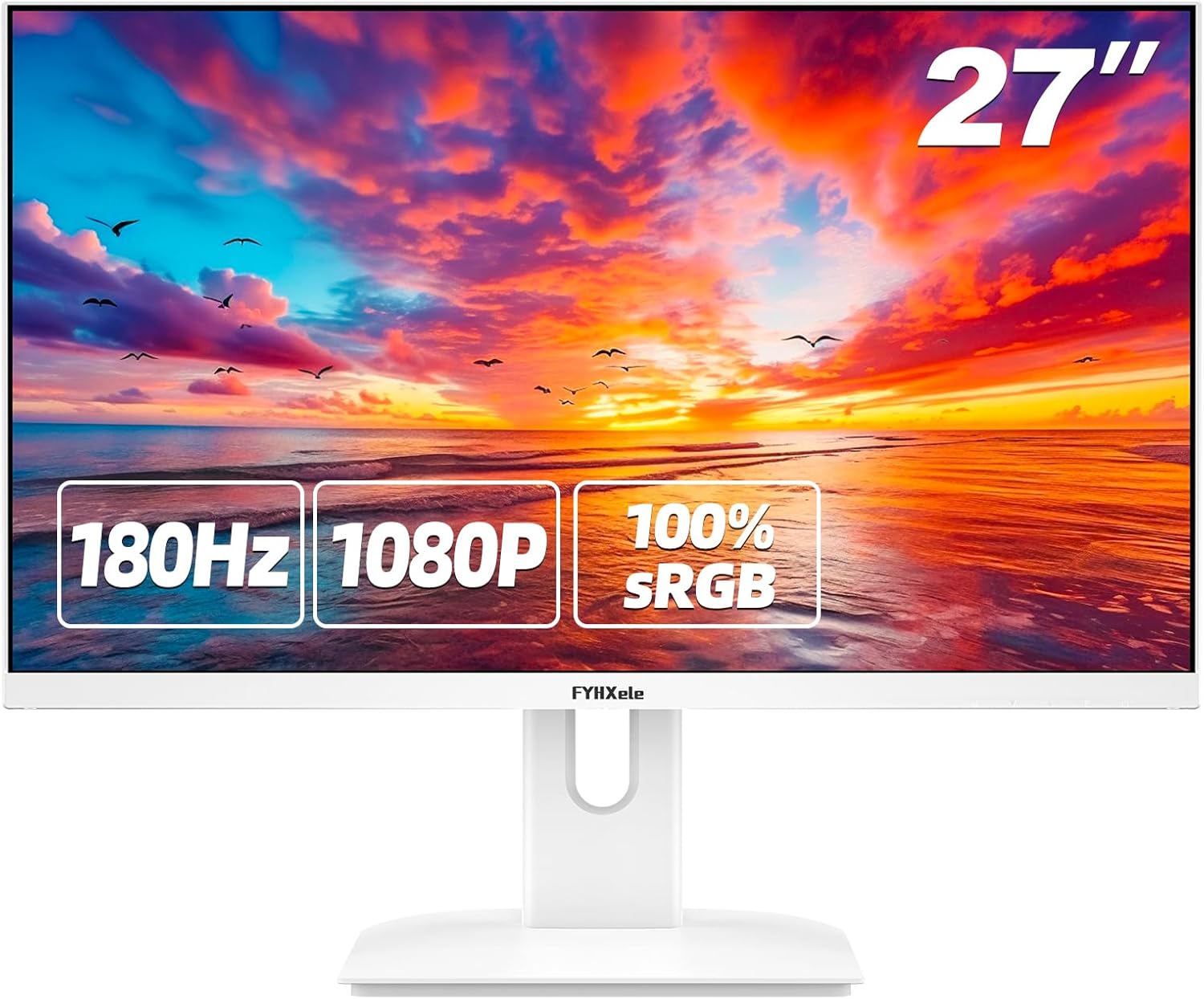 27” White Monitor，FHD (1920x1080P) 180Hz 100% sRG...