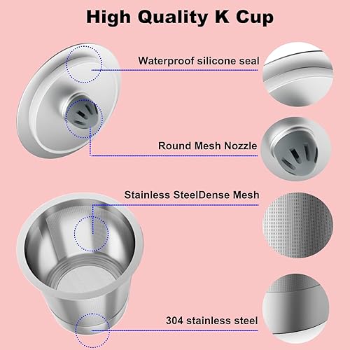 Miniatura 8 de K Cup - Kit de embudo y cápsulas de café reutilizables, de acero inoxidable, reutilizables, compatibles con máquinas de café K 1.0 y 2.0, cafeteras