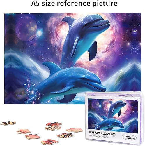 Miniatura 9 de Rompecabezas de 1000 piezas de Galaxy Dolphins, rompecabezas personalizados de madera para adultos, rompecabezas de fotos familiares, regalos para