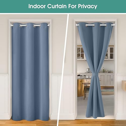 Miniatura 137 de HOMEIDEAS Cortinas de puerta para privacidad de puerta, cortina opaca para puerta de armario para dormitorio, cortinas con aislamiento con lazo