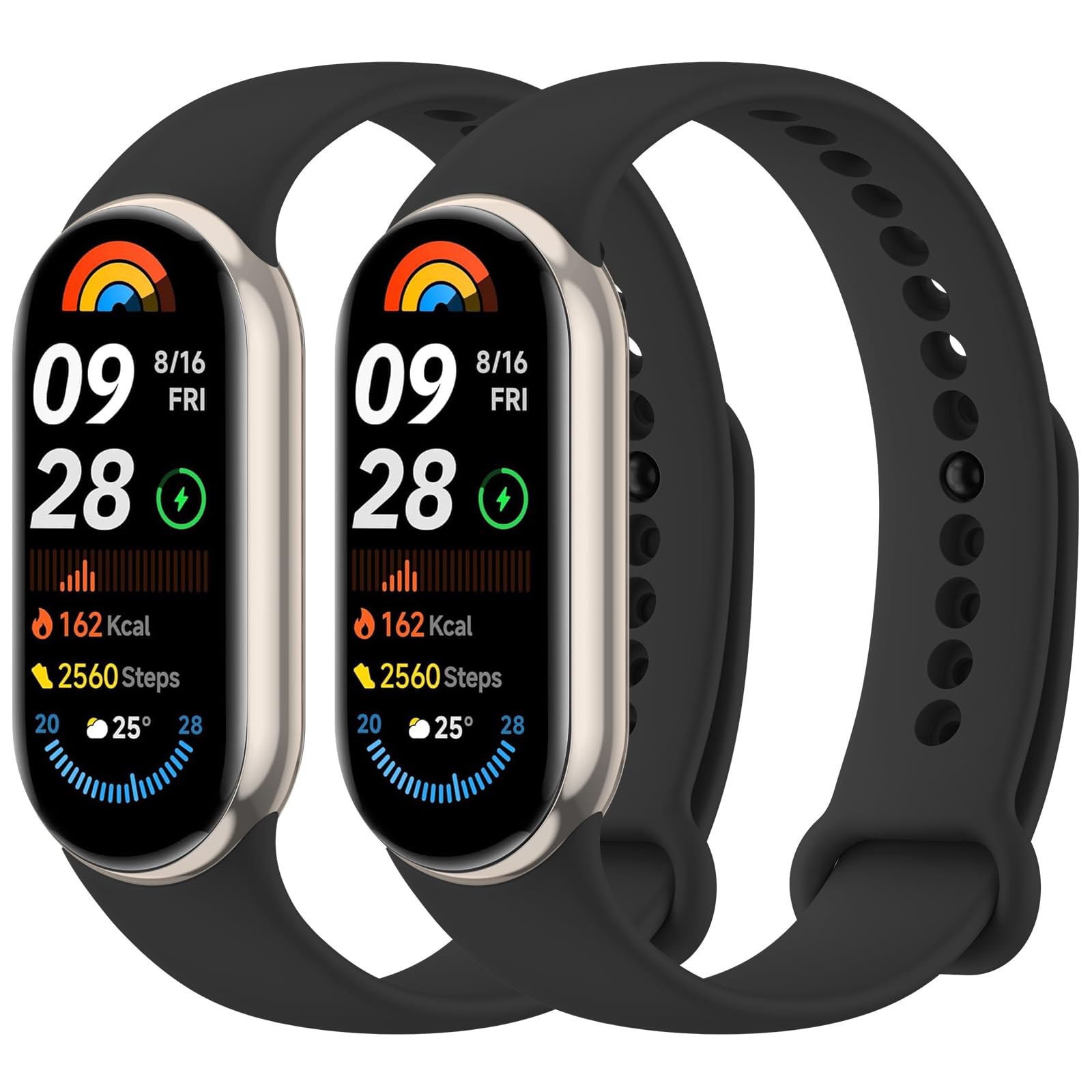 Mugust 2er Set Nylon-Armbänder Für Xiaomi Mi Band 8/9/10 – Verstellbar, Dehnbar, Grau & Rosa, Für Damen & Herren