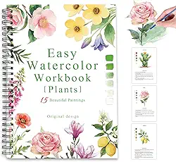 Livros de exercícios em aquarela, 15 belas pinturas para livros de cores de água para adultos, livro de colorir em aquarela para iniciantes, caderno de exercícios em aquarela para adultos e