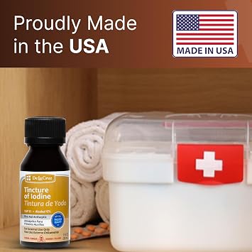 De La Cruz 2% Iodine First Aid Antiseptic, Made in USA 1 FL OZ (1 Bottle)