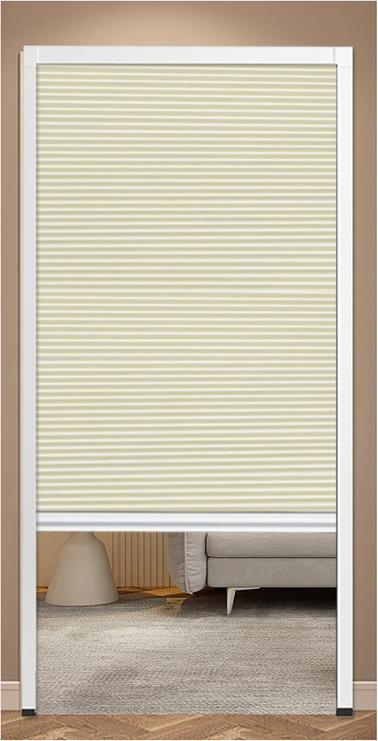 No Drill Honeycomb Folding Sliding Door, Pull-Down Invisible Sliding Accordion Door, Multifold Interior Doors for Closet Kitchen Bedroom White WxH 56x80in