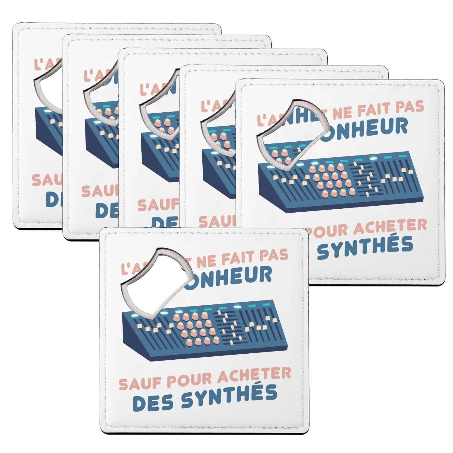 Sous verre décapsuleur synthé dessous de verre musique l'argent ne fait pas le bonheur 92mm