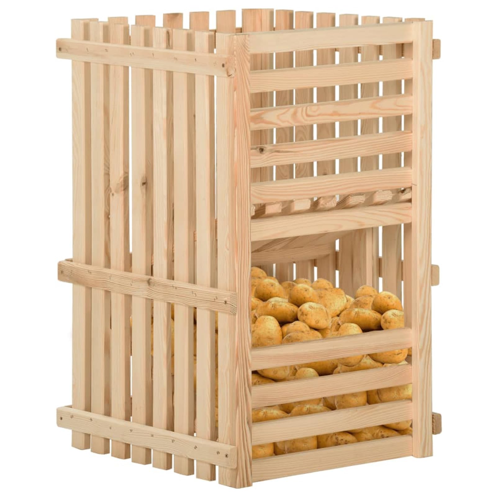 BaraSh Kartoffelkiste 50x50x80 cm Massivholz Kiefer Kartoffel Aufbewahrungsbox Kartoffelkiste Holz Kartoffelkiste Zum Lagern