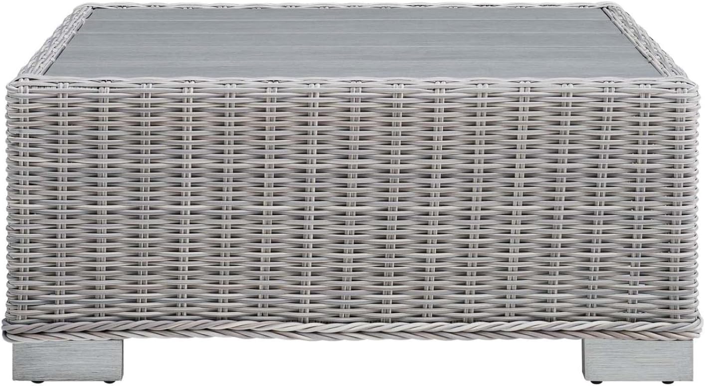 Modway Conway 32" Modern Rattan Outdoor Coffee Table in Light Gray