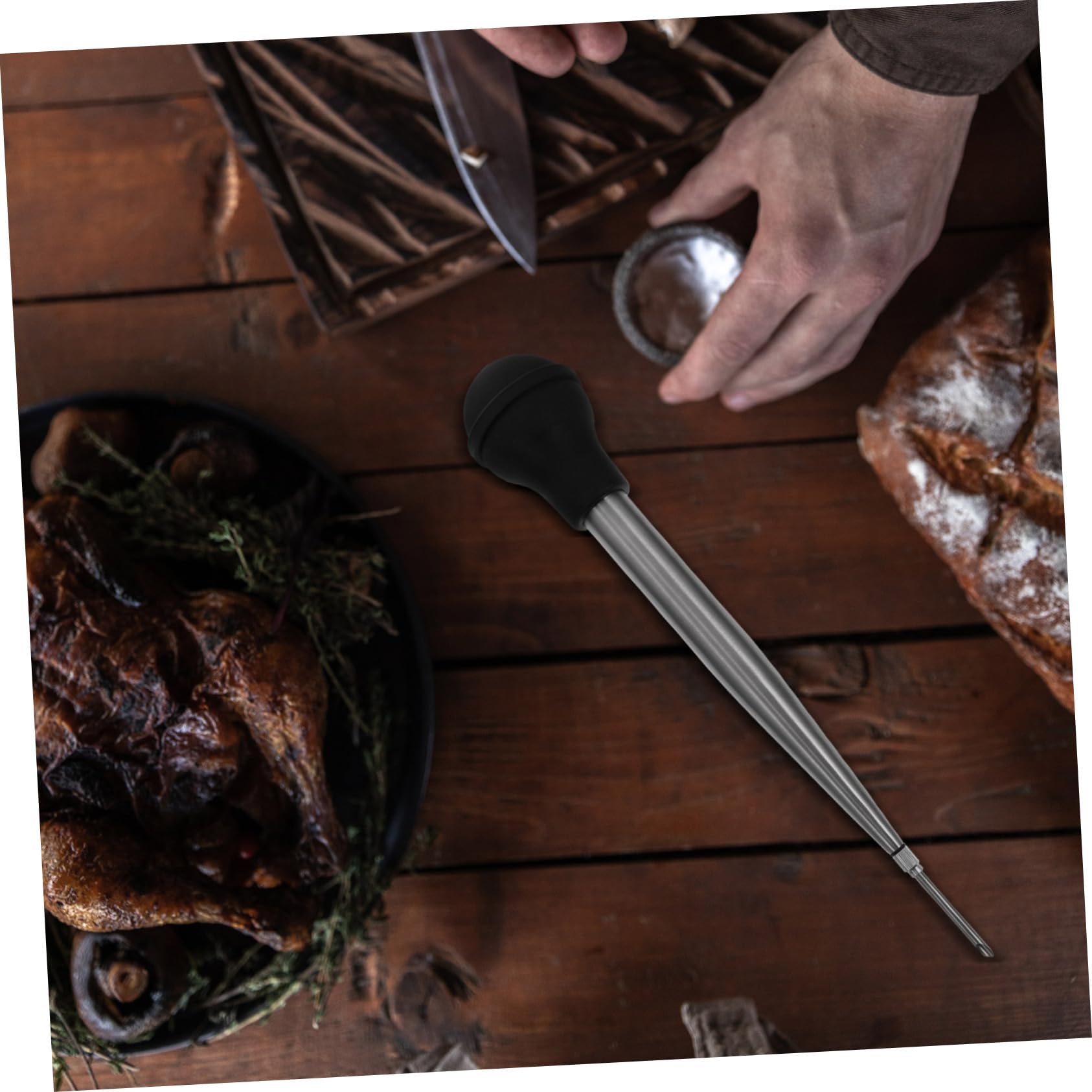 BRIGHTFUFU 1set Bbq Turkey Seasoning Injector Tool Marinade Needle Oil Tube for Flavoring Turkey for Family Restaurant Use