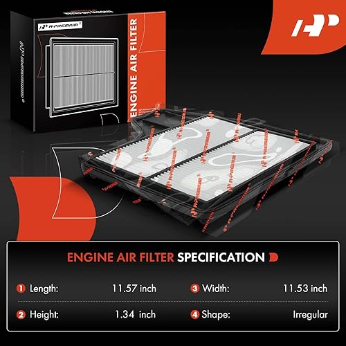 Miniatura 2 de A-Premium Filtro de aire de motor compatible con Nissan Altima 2013 2014 2015 2016 2017 2018, apto para motores Sedan y L4 2.5L, filtro de aire de