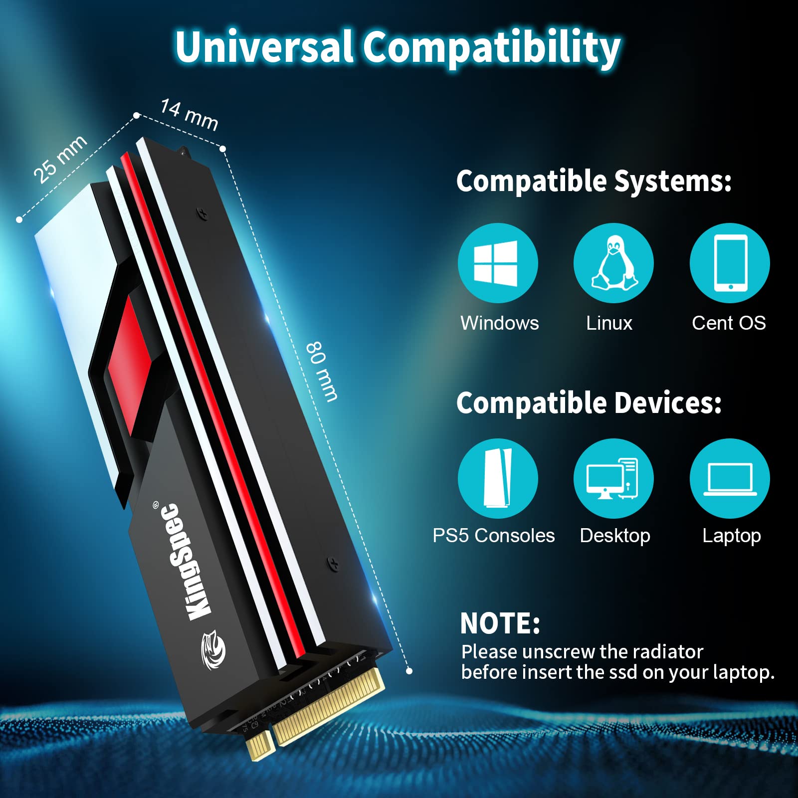 KingSpec SSD M.2 NVMe da 512 GB, SSD PCIe 4.0 NVMe Gen4 2280