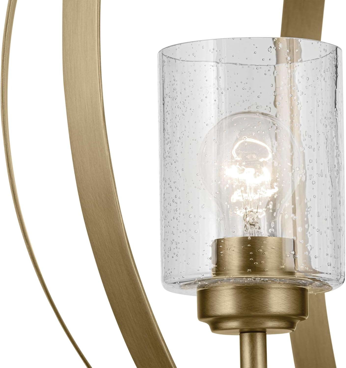 KICHLER Winslow 24.5" 3-Light Orb Chandelier with Clear Seeded Glass in Natural Brass for Kitchen, Bar, Dining Nooks, Small Entryways, Luxe Industrial, (30.75"x 24.5"), 44034NBR