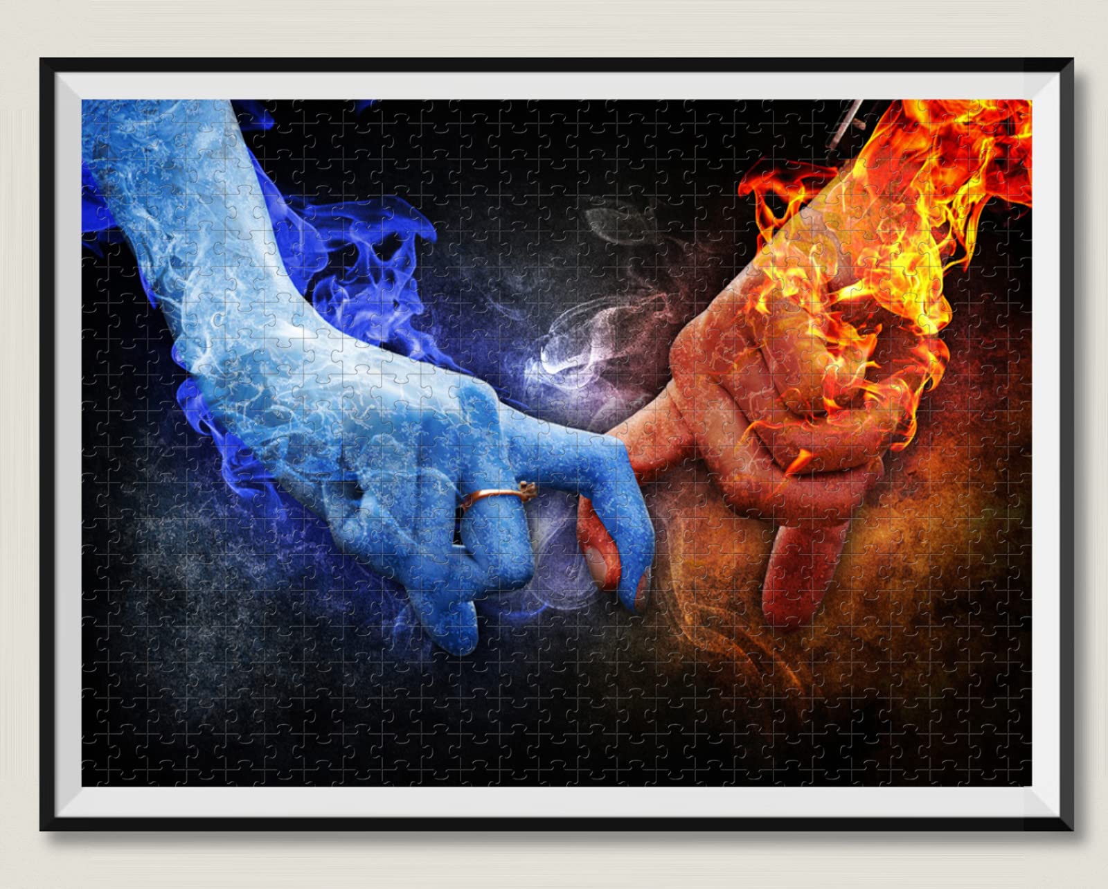 Puzzle per adulti 5000 pezzi Ghiaccio e fuoco mano nella mano per bambini con sviluppo intellettuale