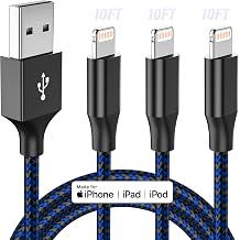 MenoSupp MFi Certified iPhone Charger Lightning Cable 3 Pack 10ft Nylon Braided Cable iPhone Charger Fast Charging Cord Compatible with iPhone 14 13 12 11 Pro Max XR XS X 8 7 6 Plus SE and More