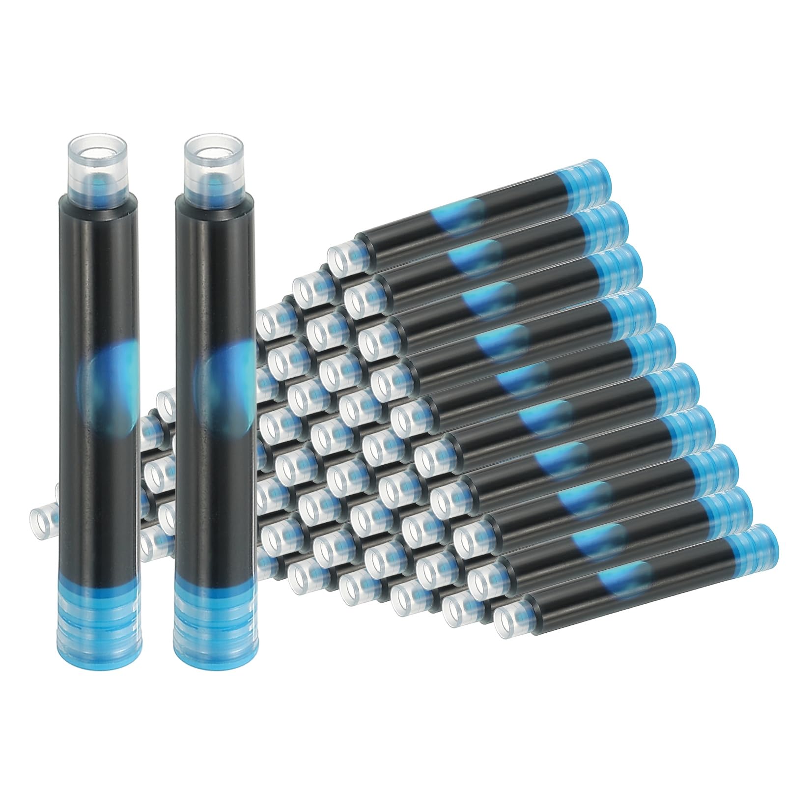 PATIKIL 60Pcs Fountain Pen Ink Cartridges, 3.4mm Bore Diameter Pen Ink Refill Standard International Refill Cartridges for Writing Business, Light Blue