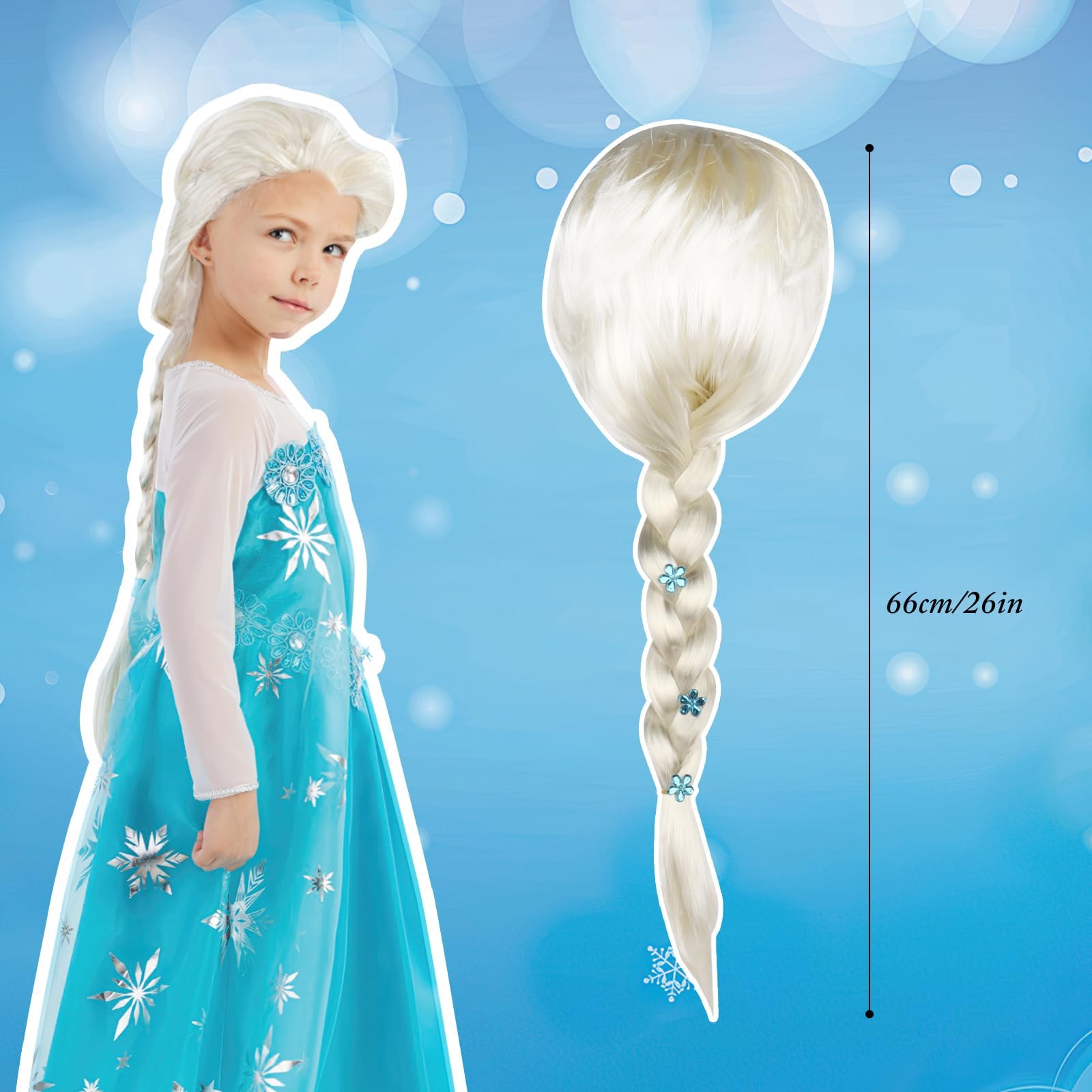 Vestito Elsa Frozen Bambina Anni Parrucche Bionde Per Elsa